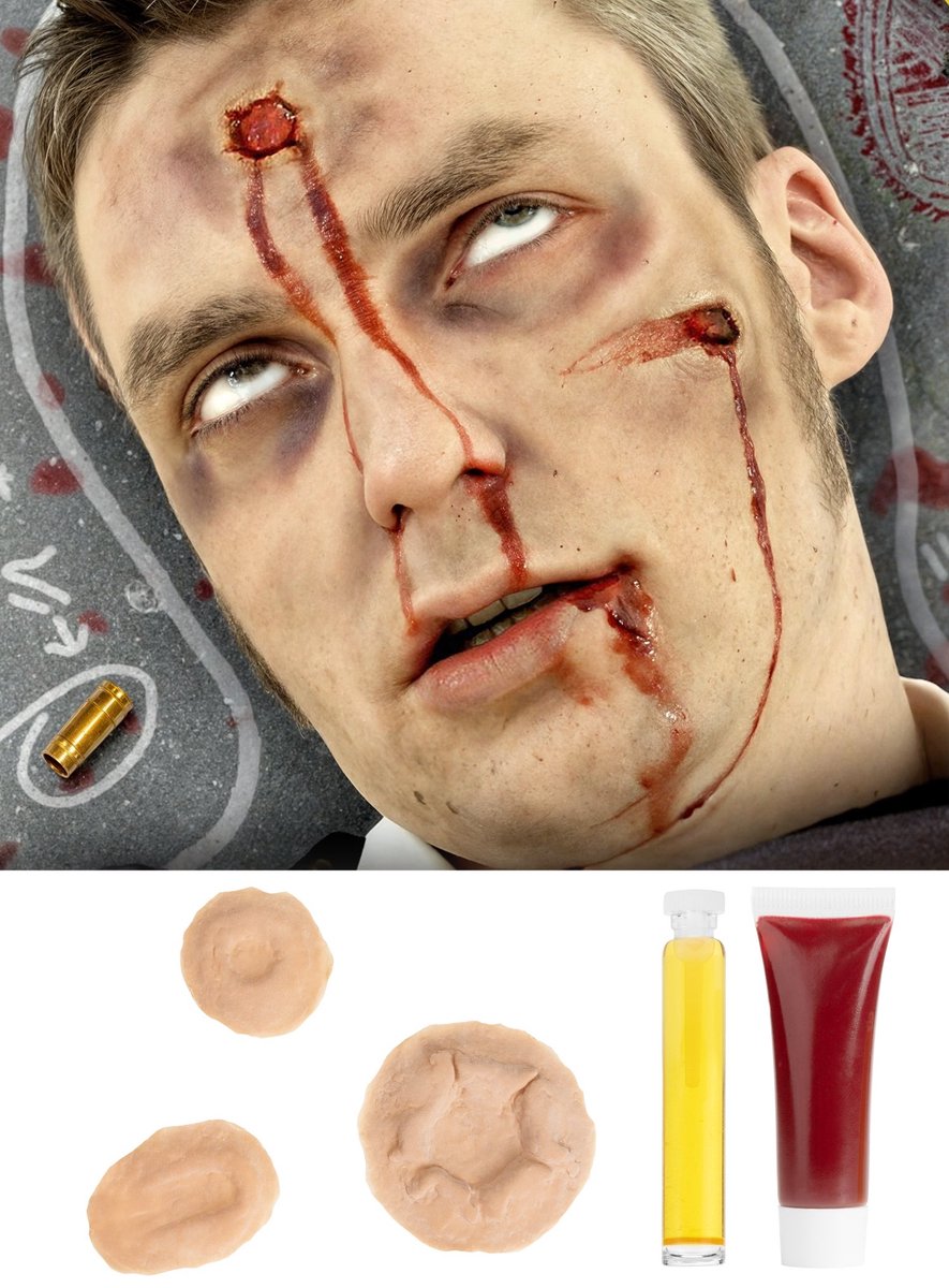 METAMORPH GmbH - Bullet impact huid-bloedkleurige latex applicatie