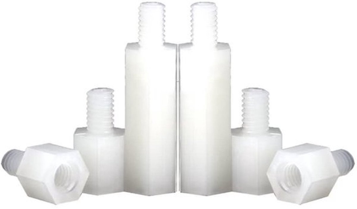 M3 Afstandhouders - Nylon Hex Afstandshulzen - Wit - Schroefdraad Afstandsbouten - 100 Stuks