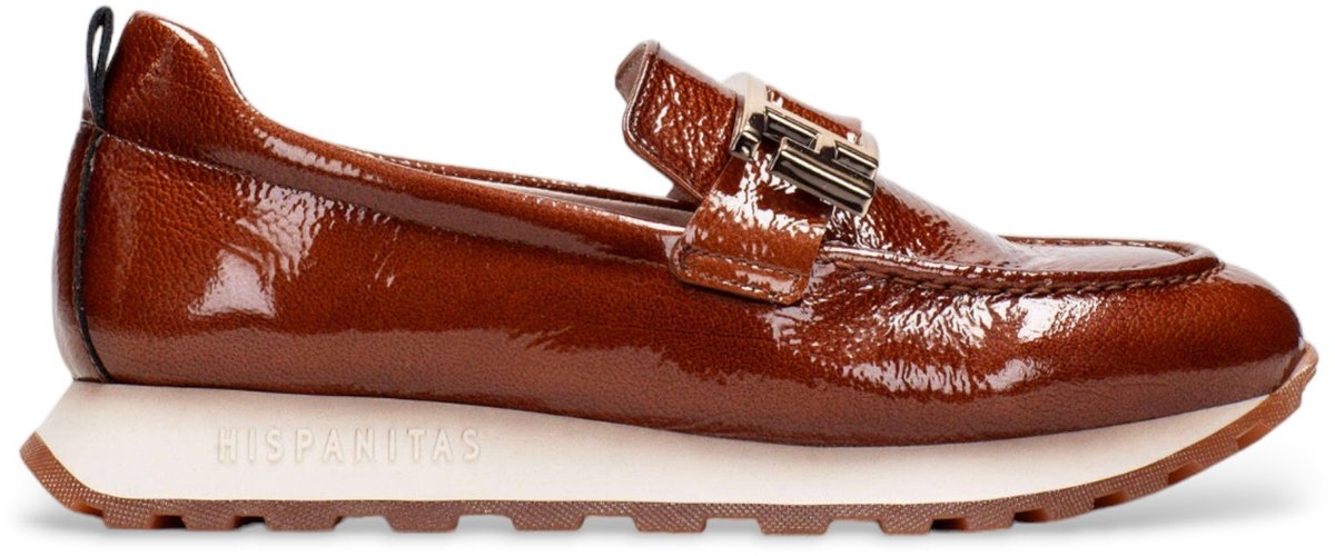 Hispanitas Bruine leren casual loafers