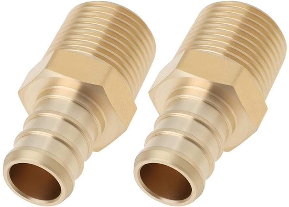 2 Stuks 1/2" PEX naar 3/8" NPT Mannelijke Connector Messing Fittingen