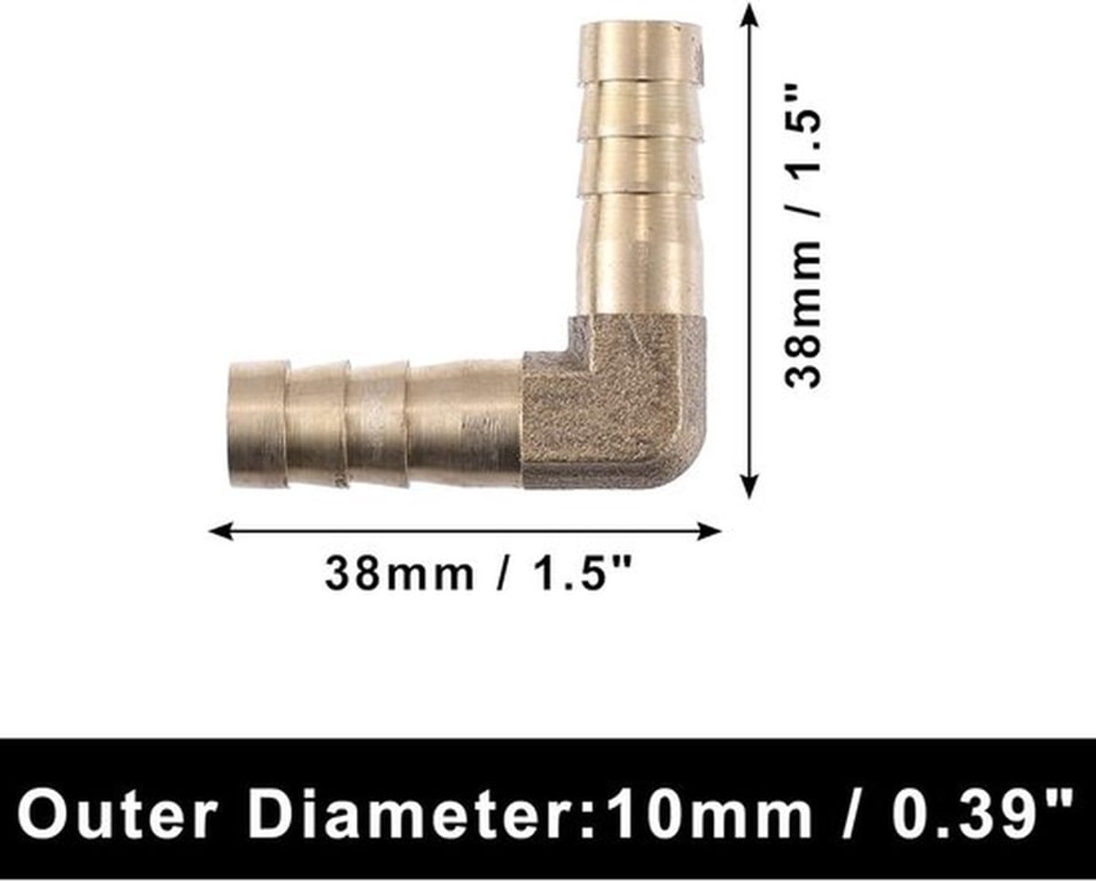 Slangaansluiting 6Set - L-Vormige Messing Aansluiting - Slangklem - Corrosiebestendig - Voor Flexibele Slangen - Hoge Temperatuur - Slangverbinder