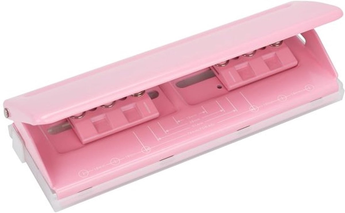 Perforator 6-gaats - Verstelbaar voor A4/A5/A6 - Metalen constructie - Antislip basis - Capaciteit 6 vellen - Inclusief liniaal en gatgeleider - Ringbandperforator