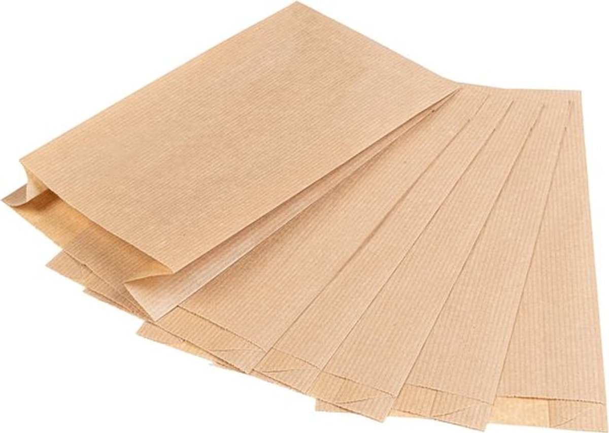 Papieren Zakjes 100 Stuks - Bruin 12 x 21 cm - Geschenkzakjes - Milieuvriendelijk - Verpakking - Ecologisch