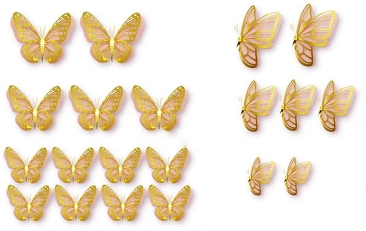 Vlinderstickers 3D - 20 Stuks - Muurstickers Kinderen - Decoratie voor Thuis - Papieren Stickers - Milieuvriendelijk Materiaal - Muursticker