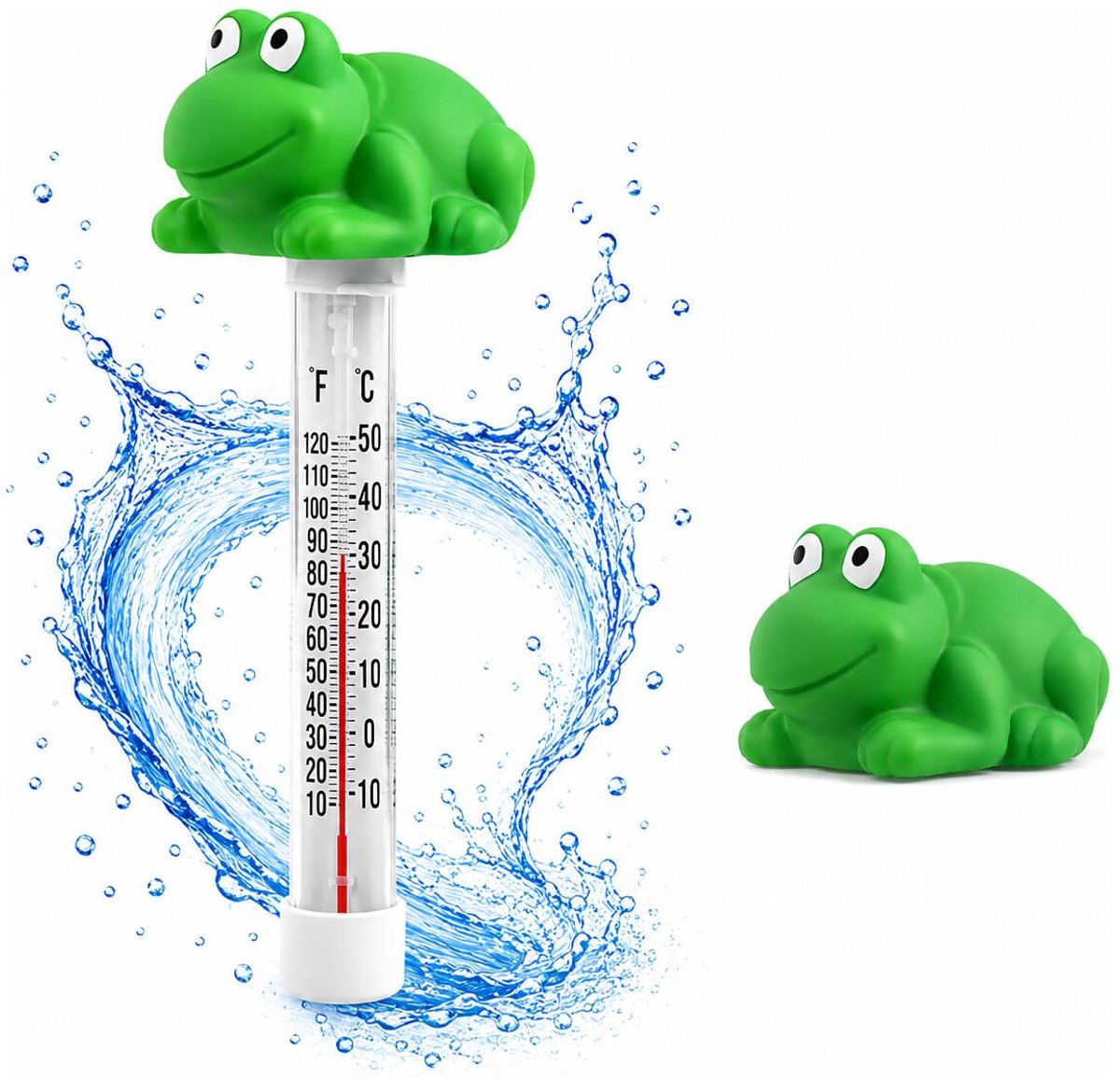 Bellatio Design Zwembad thermometer Funny - Kikker - drijvend - badthermometer - kunststof - 25 cm