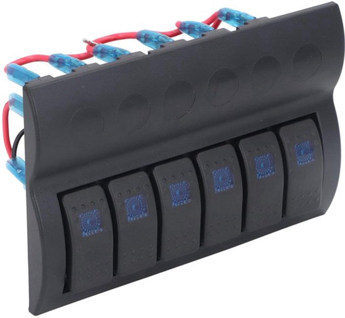 Schakelpaneel met 6 banden - Voorbekabeld elektrisch schakelpaneel - Blauw LED-controlepaneel - Overbelastingsbeveiliging - Geschikt voor...