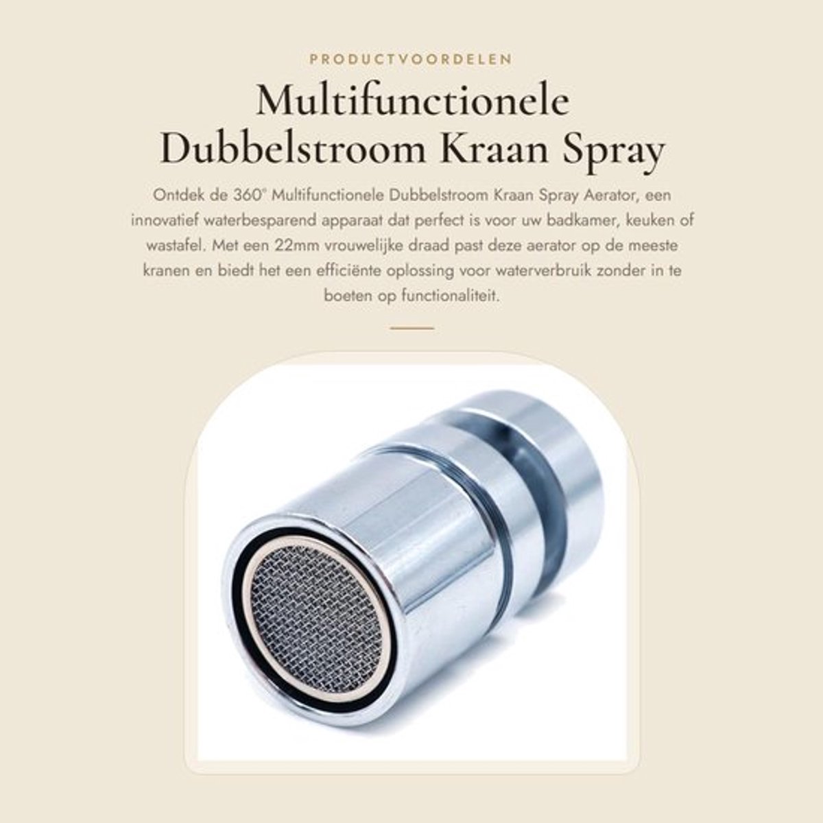 Multifunctionele Dubbelstroom Kraan Spray Aerator - Waterbesparend - 22mm - Bespaar water met deze kraan - Ideaal voor keuken en badkamer...