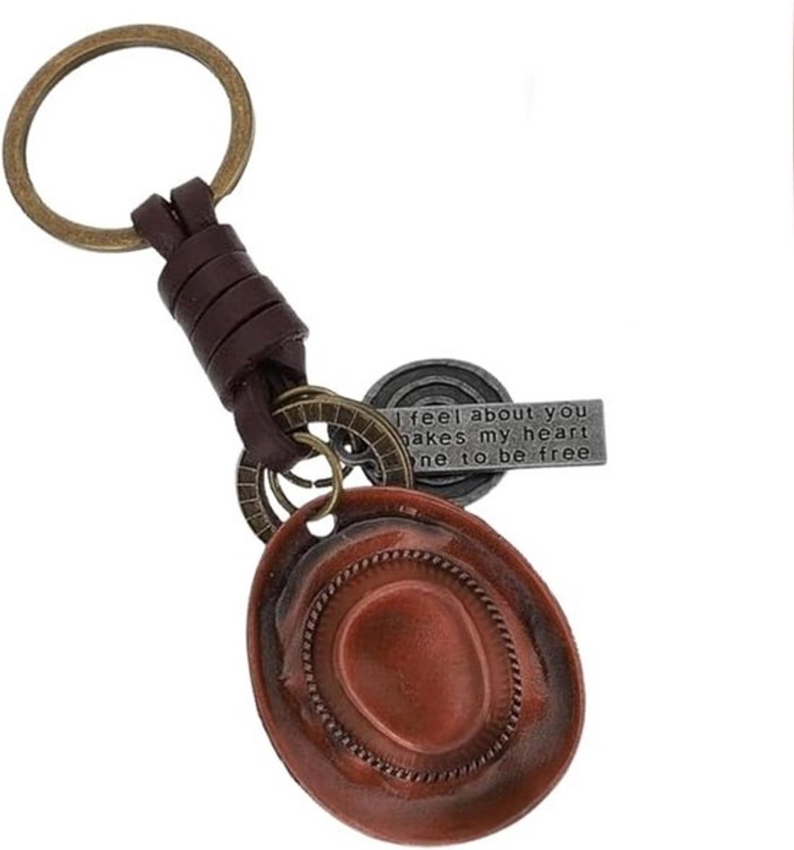 Sleutelhanger Cowboyhoed - Decoratieve Sleutelhanger - Hanger met Westers Thema - Lichtgewicht Sleutelhanger - Sleutelhanger Leer - Formaat 10,2 x 3,4 cm - Sleutelring