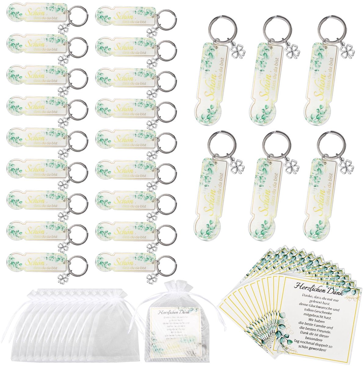 Solidchoice - Set van 24 Acryl Sleutelhangers voor Winkelwagens met Organza Zakjes