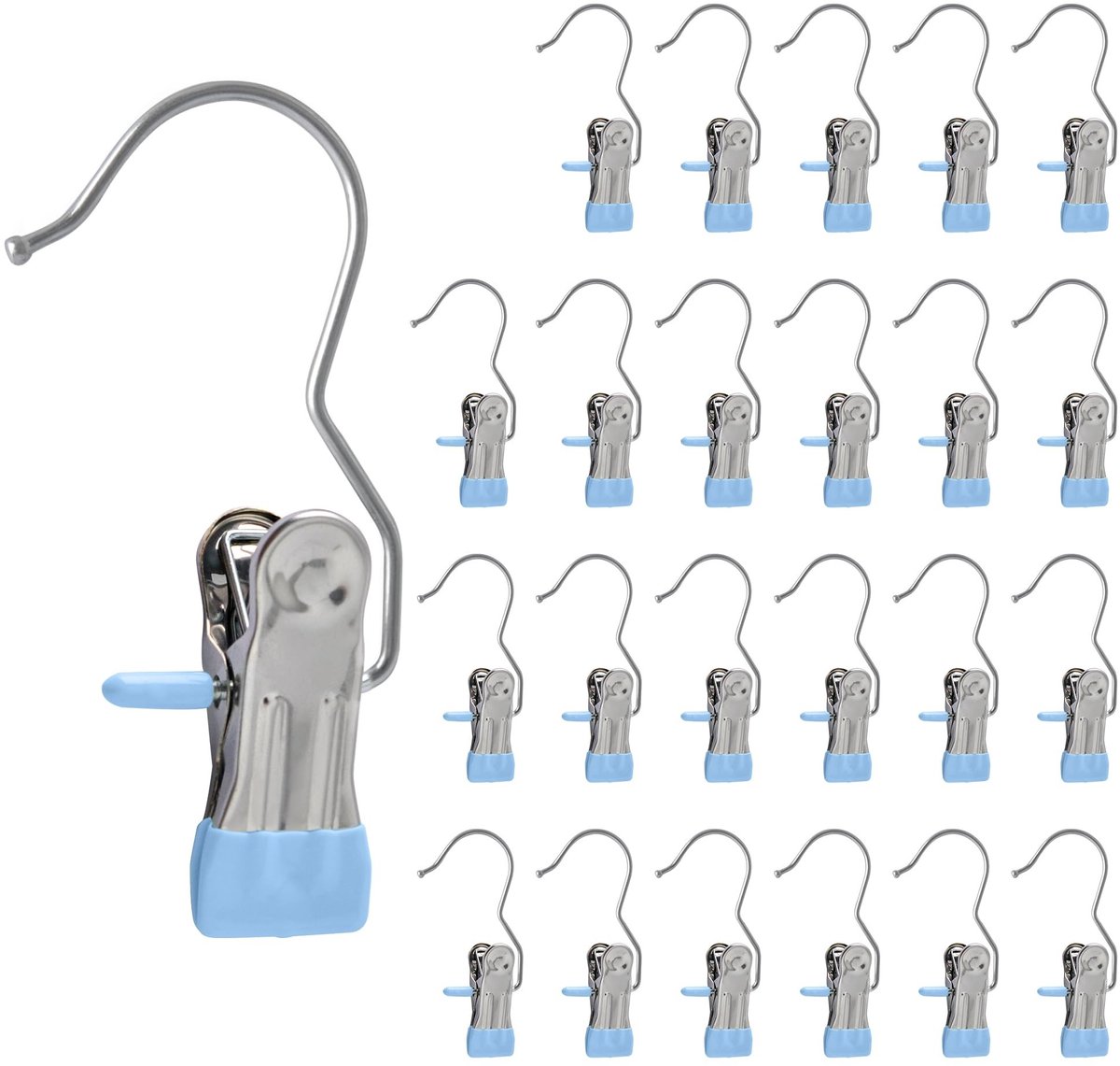 Solidchoice - 24 Stuks Blauw Roestvrijstalen Wasknijpers