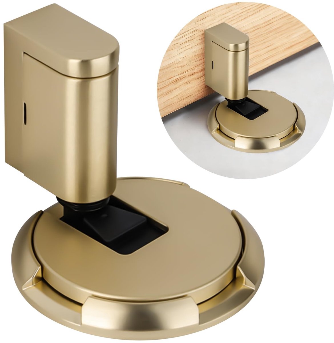 Solidchoice - Mechanische Deurstopper voor Vloer met Push-to-Lock Mechanisme (Geborsteld Goud)