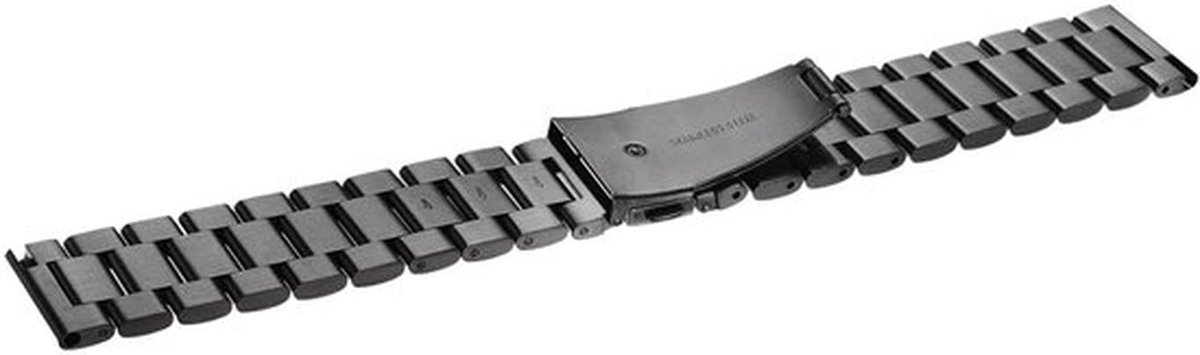 QUARKZMAN Roestvrij stalen horlogebandje, 24 mm, vlindersluiting, metalen coating, snelsluiting, massief staal, ketting met adapter voor smartwatch, zwart