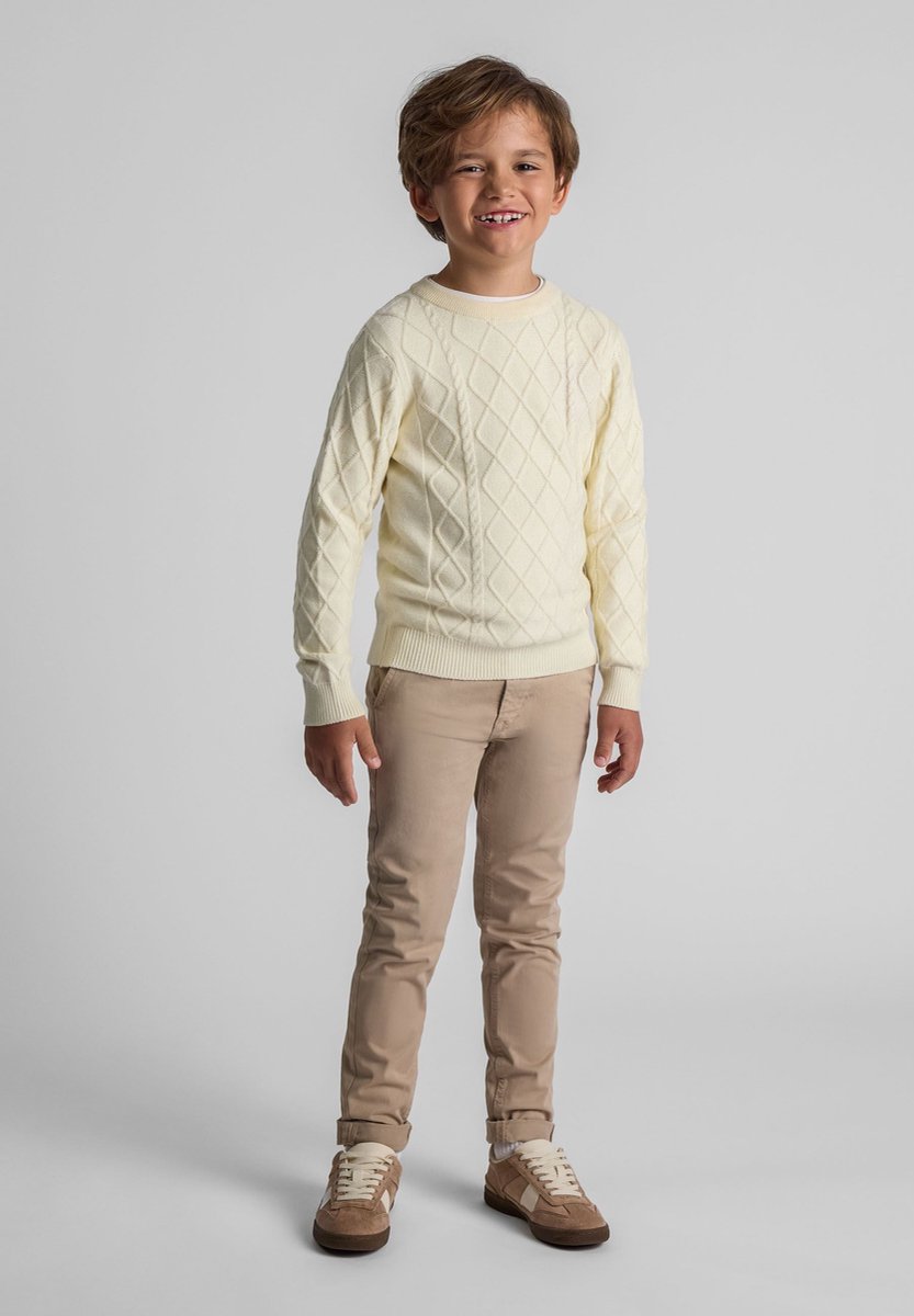 Minoti gebreide trui jongens kabelpatroon - viscose - crème