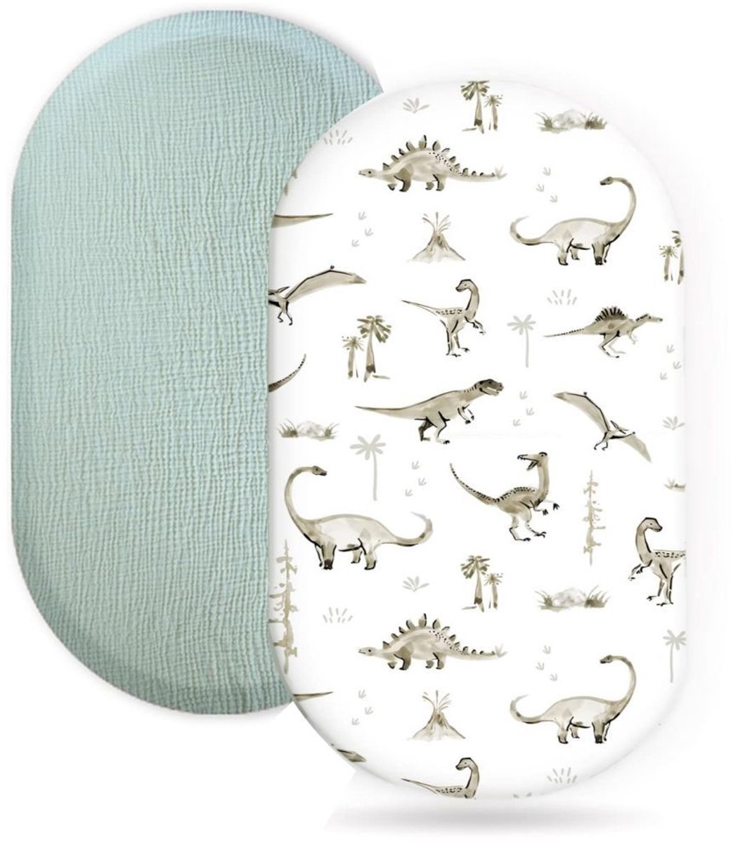 Wieg hoeslaken set van 2 stuks - ademend mousseline katoen - afneembaar wasbaar buitenhoes - geschikt voor babywieg matras - 32 * 17 inchStijl 29
