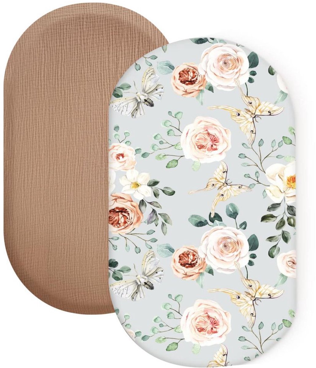 Wieg hoeslaken set van 2 stuks - ademend mousseline katoen - afneembaar wasbaar buitenhoes - geschikt voor babywieg matras - 32 * 17 inchStijl 28