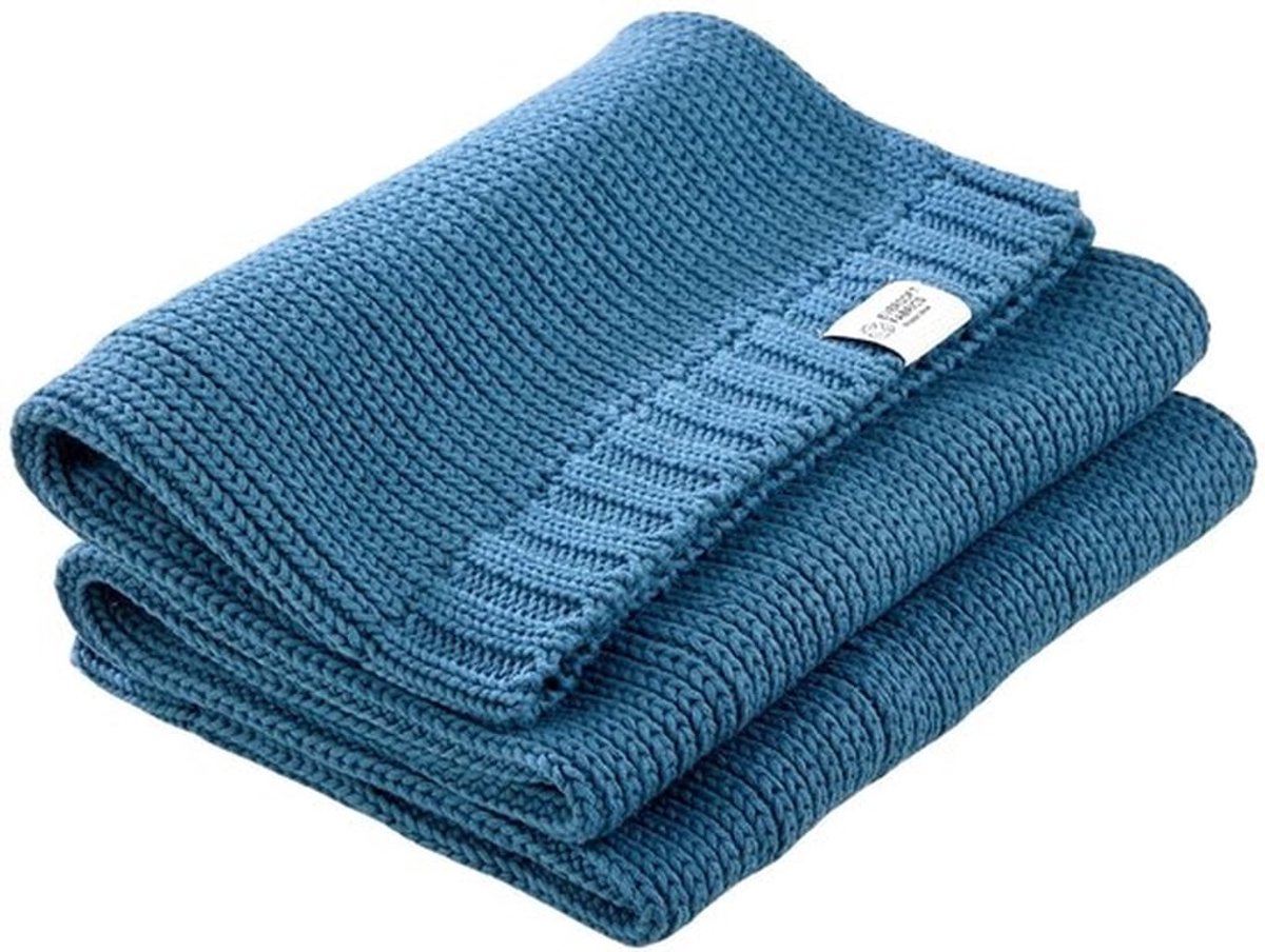 Babydeken 550g - 100% Biologisch Katoen - Oeko-Tex 100 Gecertificeerd - Extra Dik - Zacht Gebreid - Luxe Blauwe Deken - Dekentje