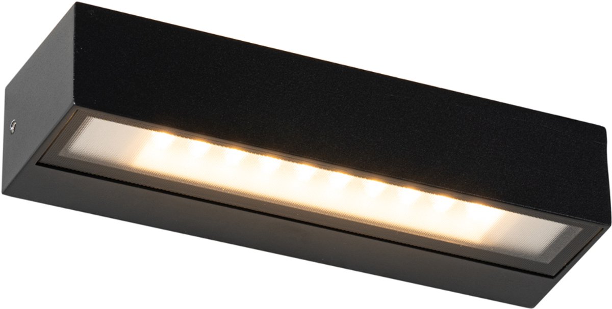 Qazqa led moderne wandlamp, buitenlamp voor in de tuin - Steph - zwart, incl. 16.5W geintegreerde led, 22cm, IP65