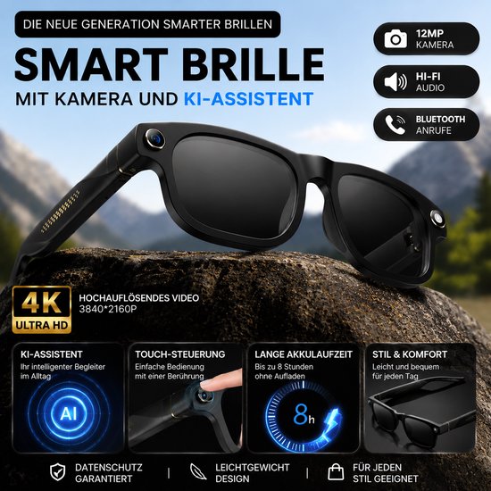 Smart Glasses, AI-slimme bril met 8MP-camera Bluetooth-geluidsbril van smart — afbeelding 3