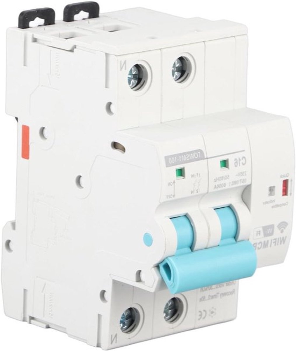 Intelligente Stroomonderbreker - WiFi - Real Time Monitor - 16A - Huishoudelijke Fabriek - Telefoon APP Afstandsbediening - 2P - Geschikt voor - TOWSM1-100