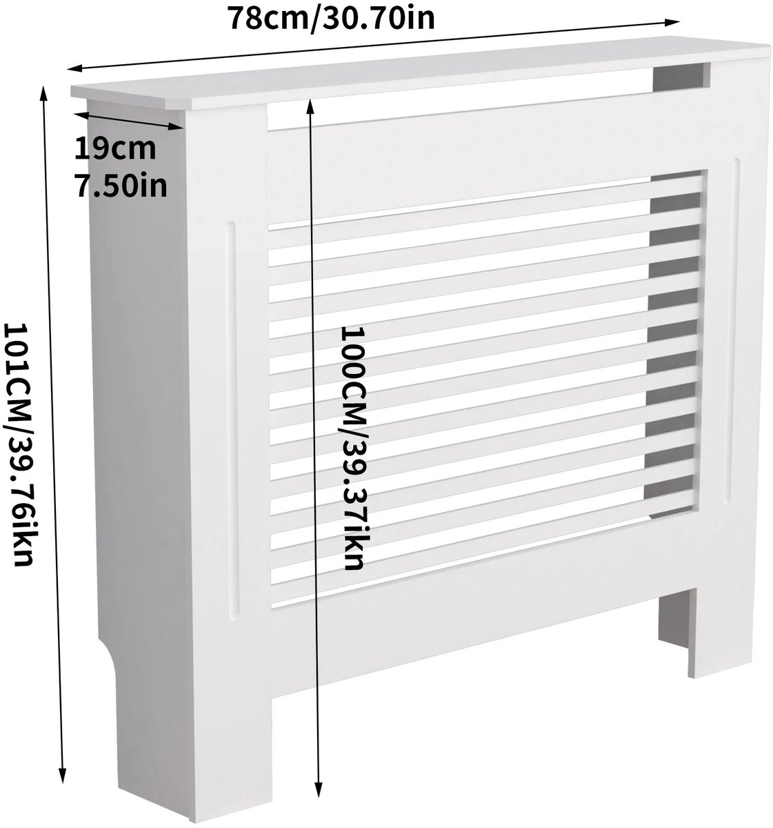 Novra Radiator ombouw - Moderne witte radiatorbekleding - MDF kast - Horizontale lamellen - Bescherming voor kinderen - 100 cm