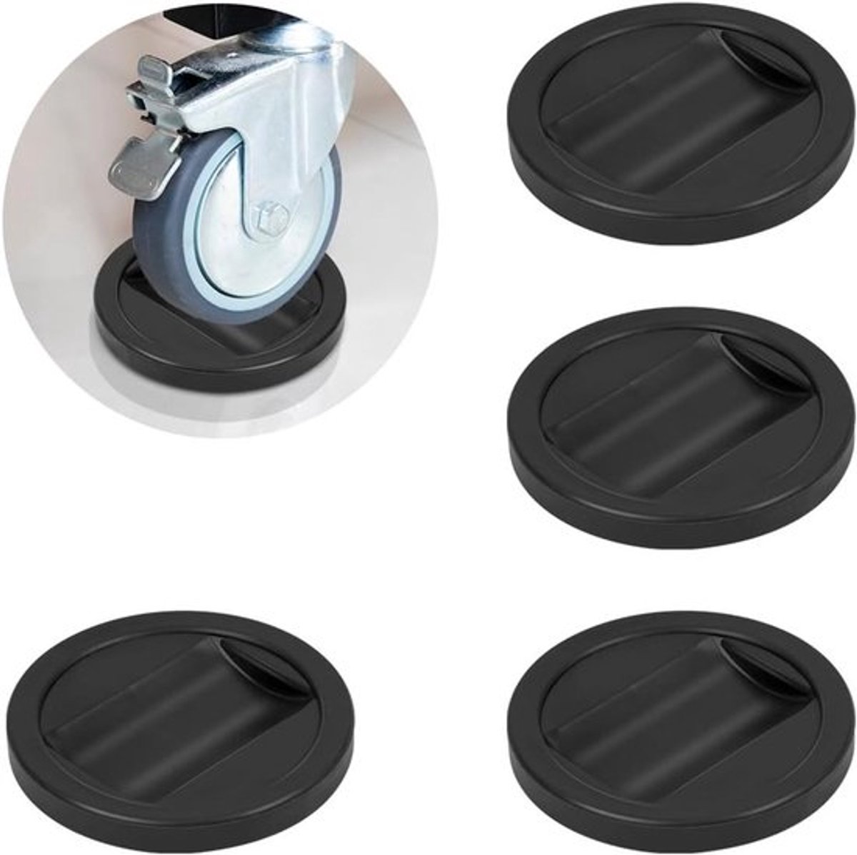 6 Stuks Bedwiel Stopper, Meubelwielen Beschermers, Antislip Voeten voor Vloerbescherming, Geschikt voor Stoelen, Banken en Tafels (Zwart)