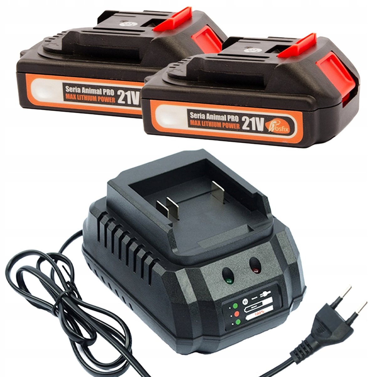 Rosfix Accupack Set 21V 1,5Ah - 2x Accu Li-Ion en Snelle Lader 21V 1,2A - MAX Lithium Power - Geschikt voor Makita