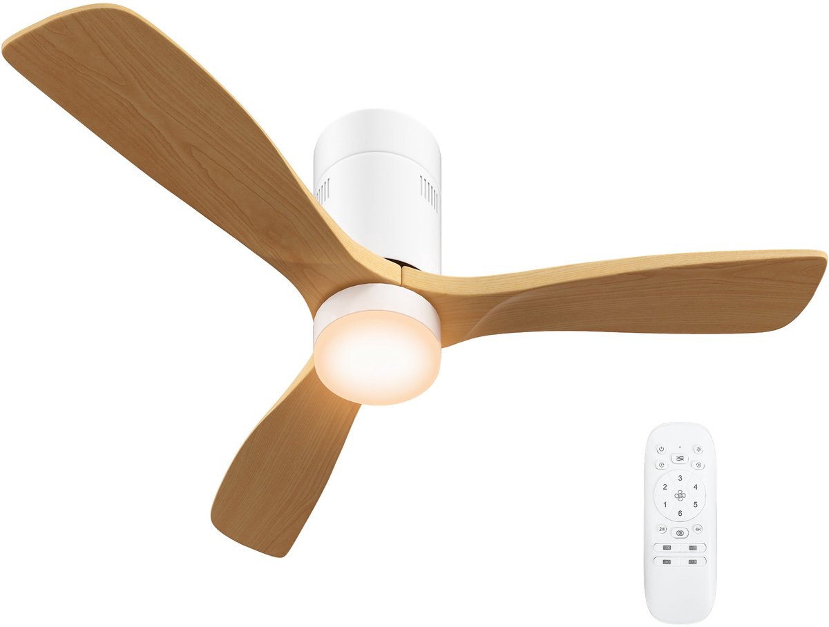 NordHaus Plafondventilator - LED-verlichting - Plafondlamp - 6 snelheden - Lichtbruin, Ø117 cm met afstandsbediening