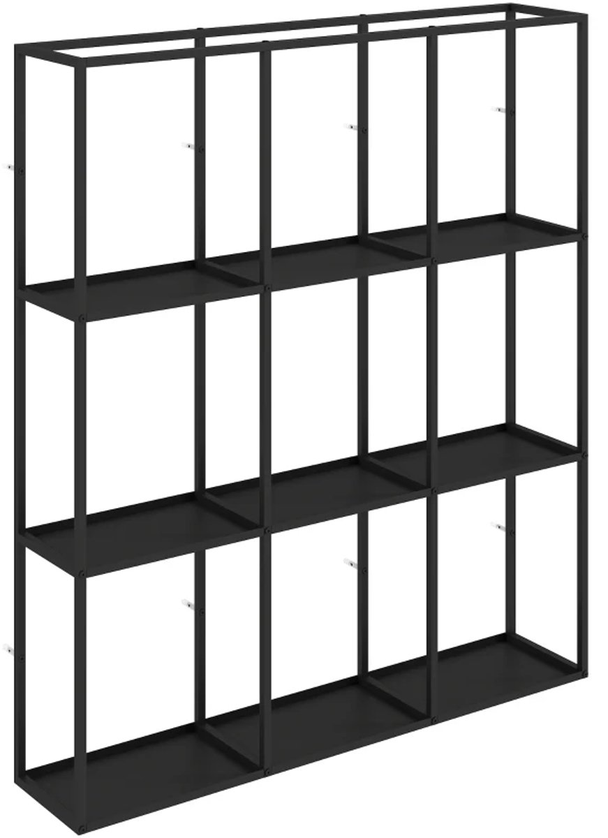 Wandplank industrieel met 9 vakken - Metalen plank voor verzamelobjecten - Ideaal voor woondecoratie - Zwart