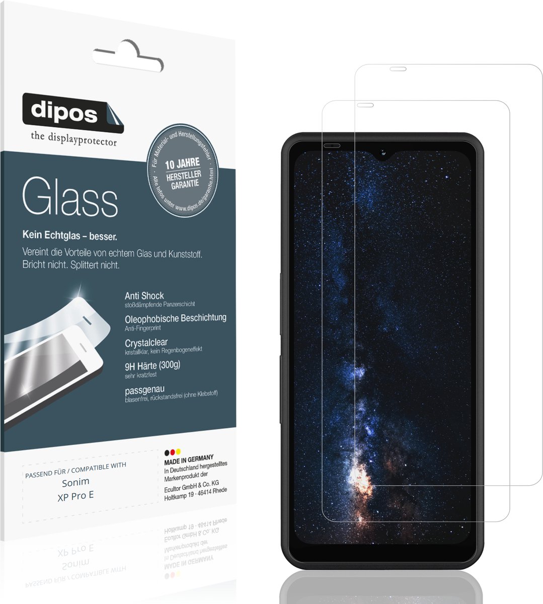 dipos – 2x Pantserfolie geschikt voor Sonim XP Pro E | 9H Screenprotector