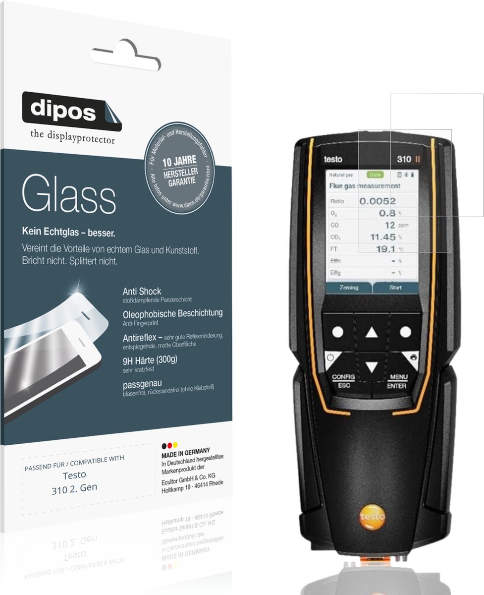 dipos – 2x Matte Pantserfolie geschikt voor Testo 310 2. Gen | 9H Screenprotector