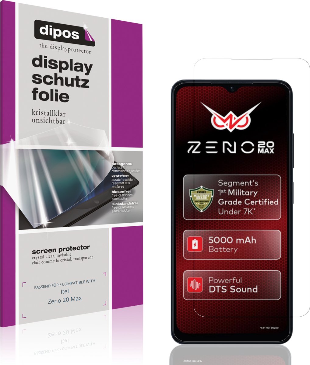dipos – 4x Beschermfolie geschikt voor Itel Zeno 20 Max | Krasbestendige & heldere Screenprotector Ultra-Thin
