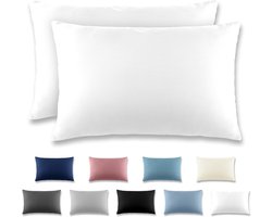 REDKEY Kussenhoezen, 40 x 60 cm, set van 2, met ritssluiting, kussensloop van geborsteld microvezel, voor kussen, wasbaar tot 40 °C, wit