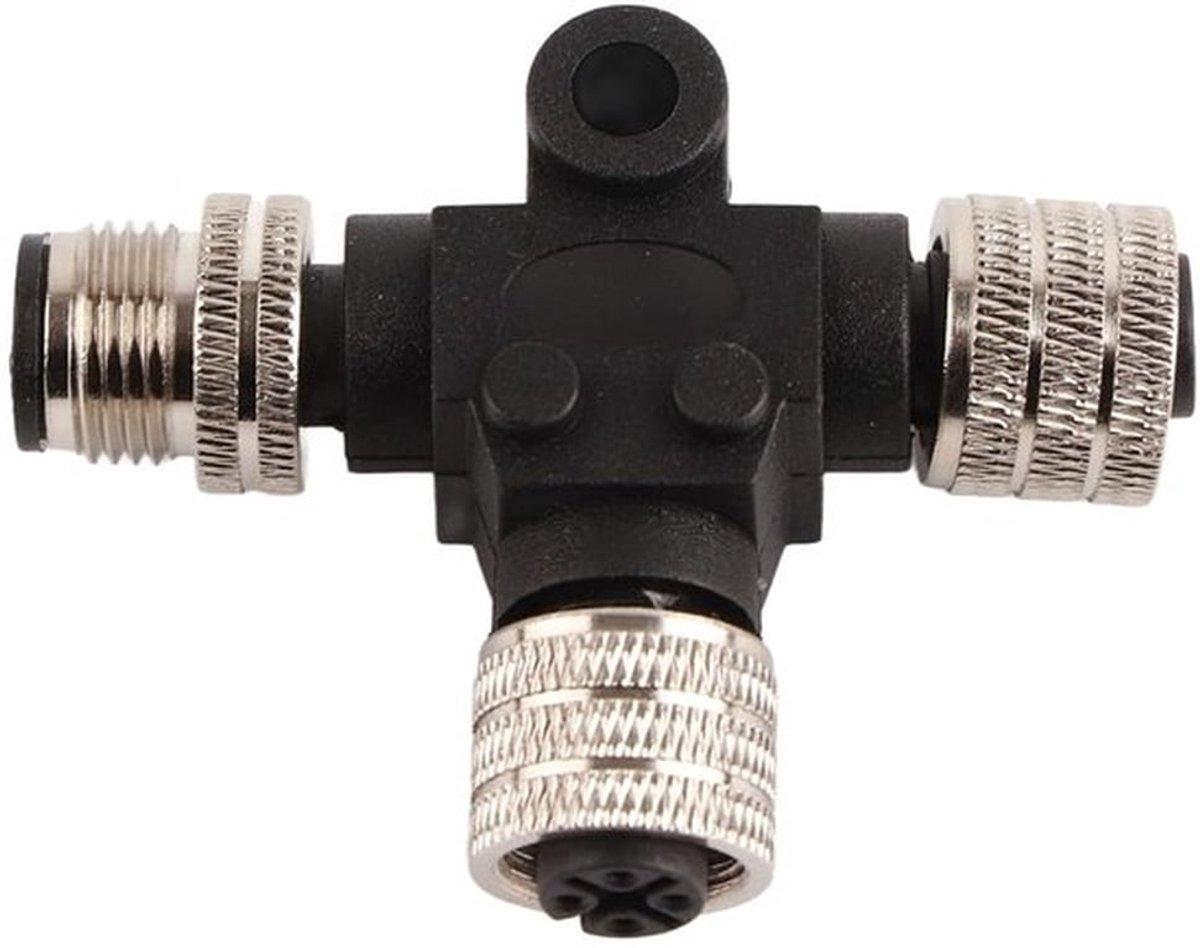 Universele T-connector adapter met M12-schroefdraad en 5-polige splitterstekker IP67 waterdicht - ideaal voor NMEA 2000 netwerkkabels