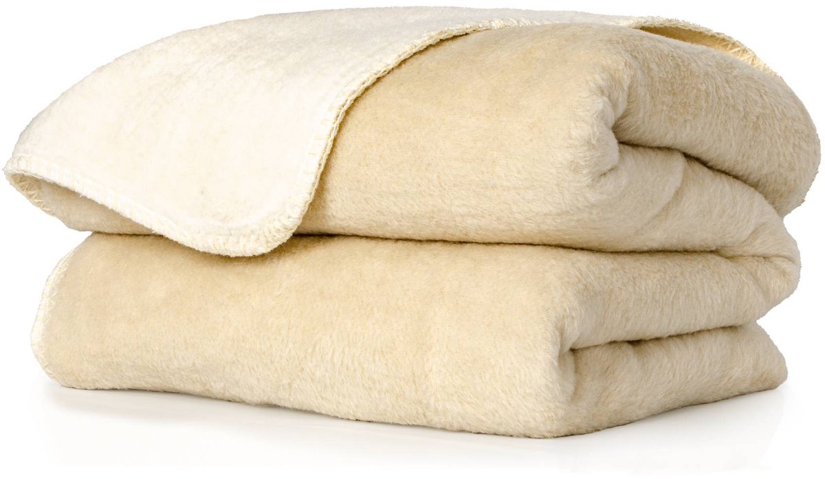 ANRO Plaid Betty Beige 130x160cm – Woondeken Bankdeken Katoenmix Sprei Woonkamer Tweezijdig