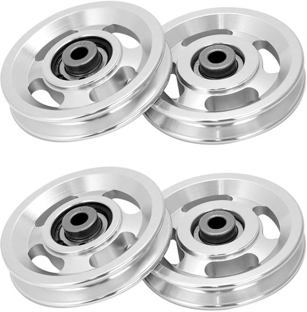 Aluminium katrol 95 mm, belastbaar tot 300 kg, set van 4 stuks