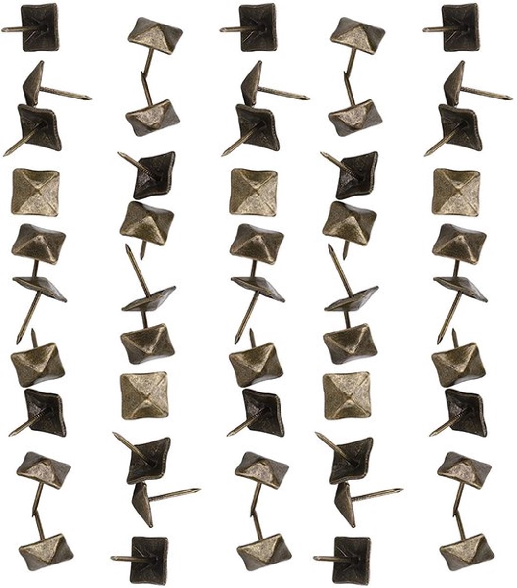 Set van 50 Decoratieve Spijkers - 14 x 20 mm - Bronzen Retro Meubelspijkers en Caps