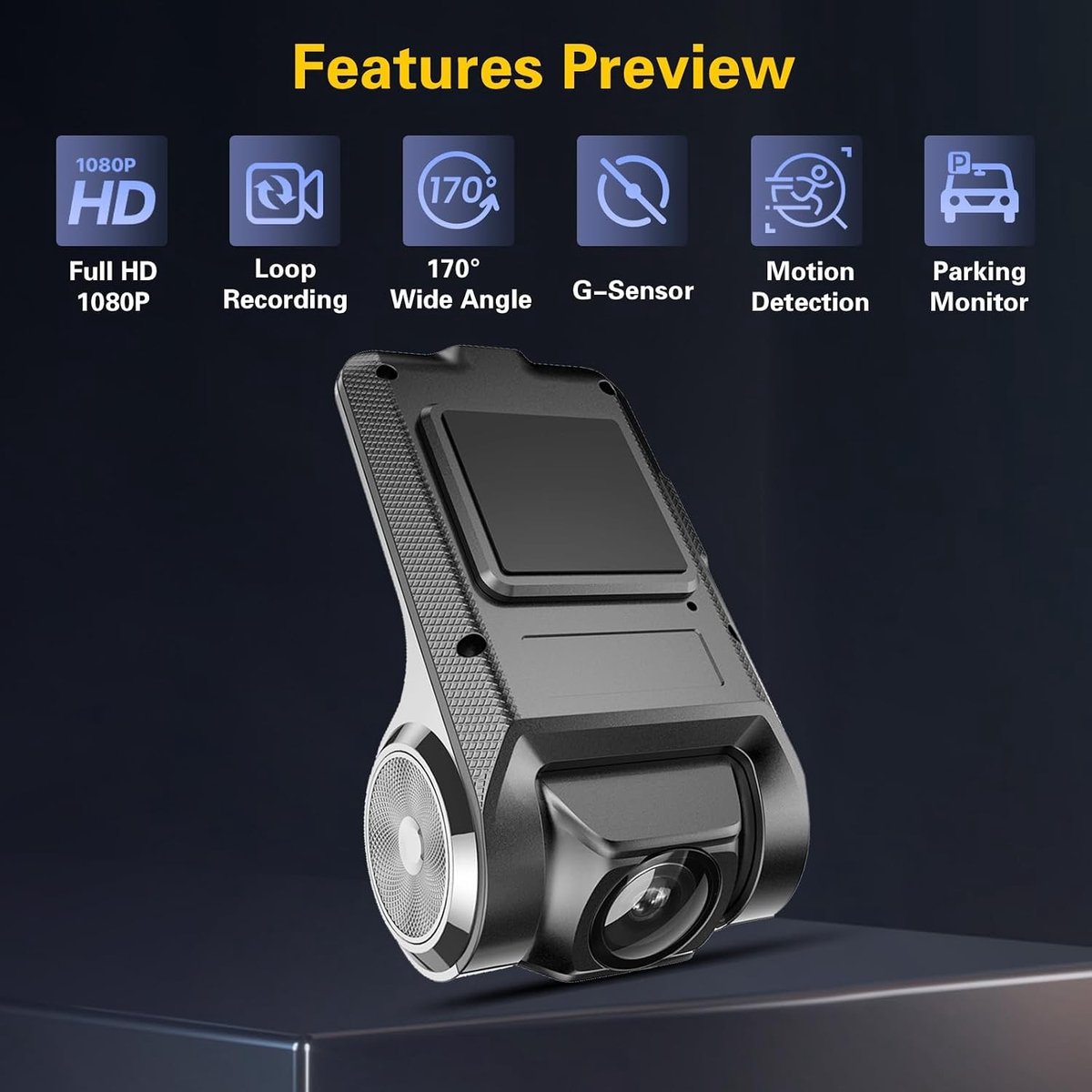 USB DVR Dashcam - Zwart - 1080P HD - Mini Autokamera met Nachtzicht en G-Sensor - Voor Auto's