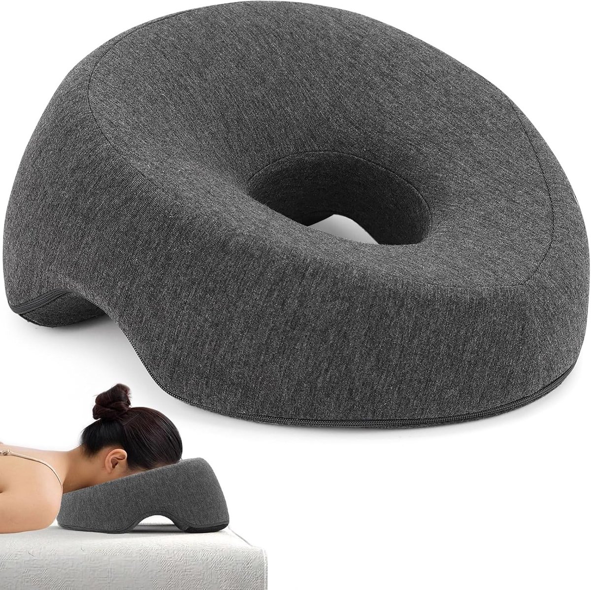 Massage Hoofdsteun - Grijs - Geheugenschuim - Ergonomisch Ontwerp voor Massagetafels en Spa's