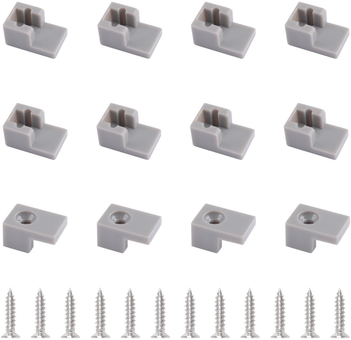 Dailygoods- Glasclip 12PCS - Grijze Plastic Klem - Geschikt voor Douchedeuren - Schokbeste