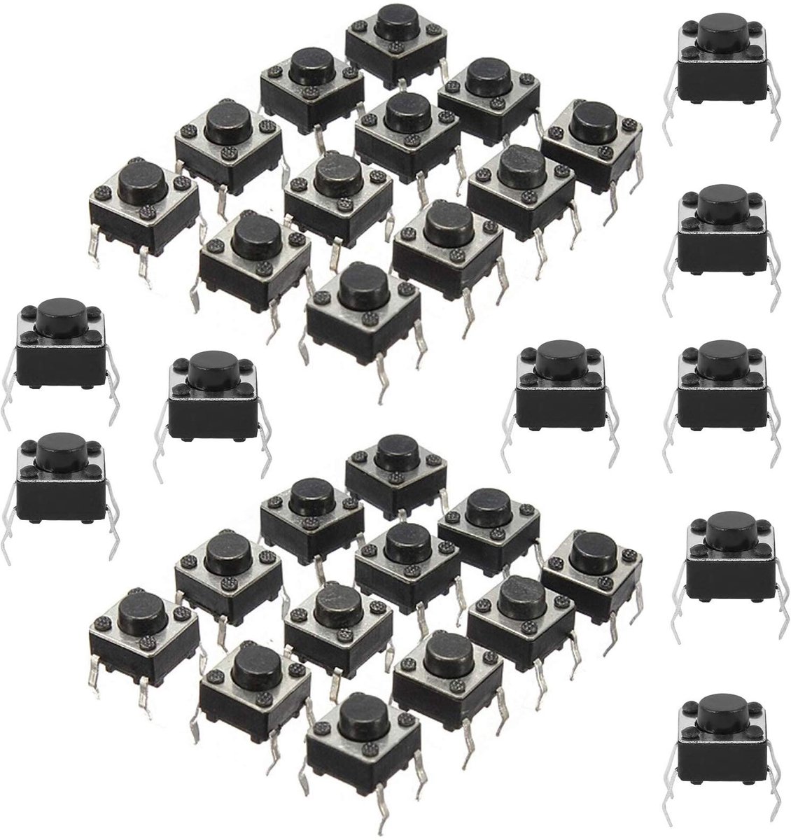 Dailygoods - Microtoetsen - Microschakelaar - Tactiele drukknoppen - 6 x 6 x 5 mm - Mini drukknop - 200 stuks - Geschikt voor elektronische projecten...