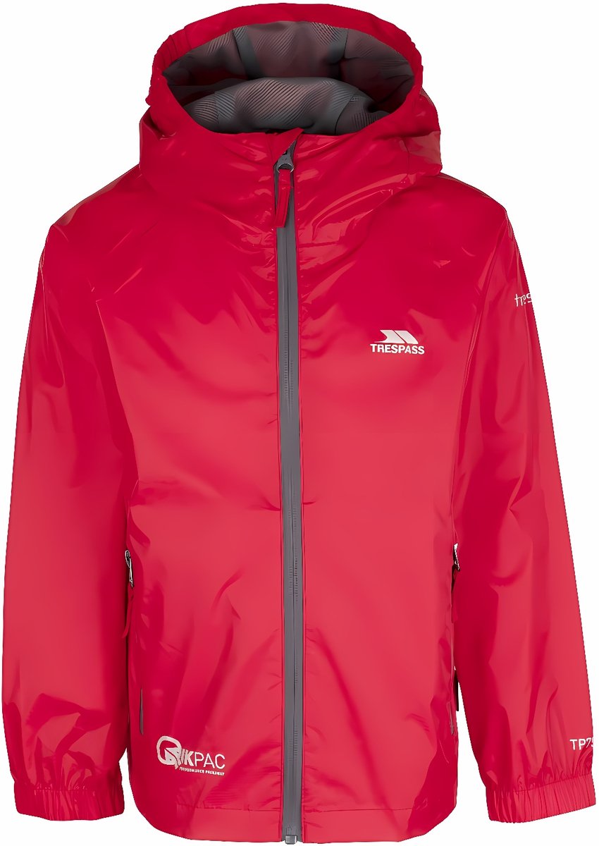Trespass kinderregenjas Qikpac Jacket Unisex opvouwbare jas Tp-75 -9/10 Rood