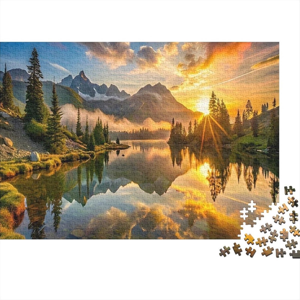 Legpuzzel 1000 stukjes - Familie spel - Ontspanning thuis - Nauwkeurig gestanst - 52 x 38 cm - Zonsopgang