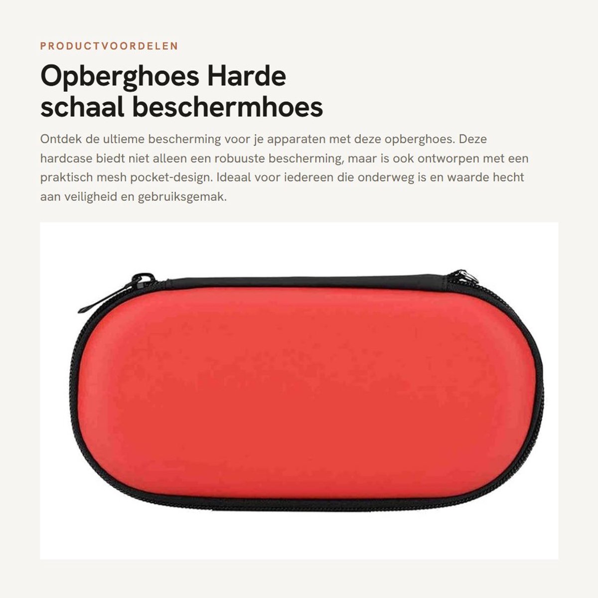 Dailygoods - Opberghoes - Harde schaal beschermhoes - Waterdicht en schokbestendig - Rood - Compact ontwerp - Geschikt voor accessoires - Reisvriendelijk