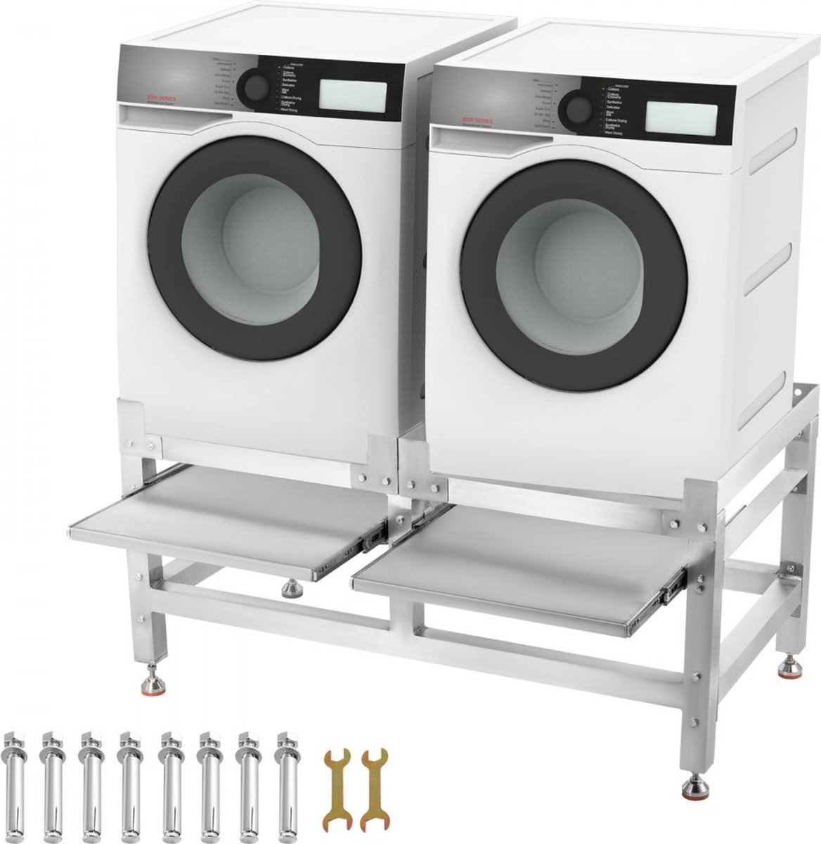 Wasmachine Verhoger - Verstelbaar, Aluminium en Inclusief 2 planken - Voor Dagelijks Gebruik, Thuis en Professioneel Gebruik
