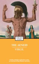 Livre 'The Aeneid' de Virgil, avec une illustration classique d'Énée casqué tenant une épée, entouré d'autres personnages.