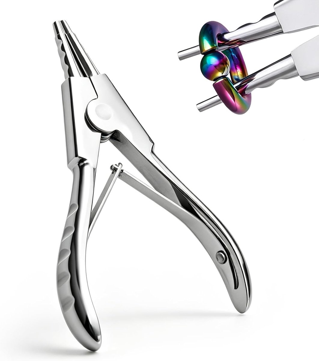 Tang: gebogen met twee sleuven ring openingstang van roestvrij staal, antislip nauwkeurige tang voor segmentringen, doe-het-zelf sieradentang, voor professionele piercing