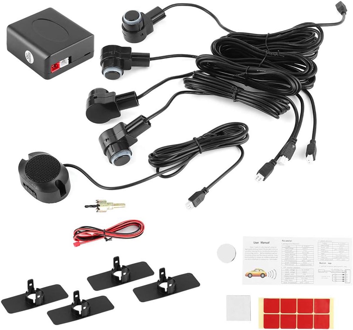 Auto Parkeren Systeem, Intelligente Parking Assistance Systeem 4 Sensor Sonde Auto Reverse 80dB Zoemer Alert Kit