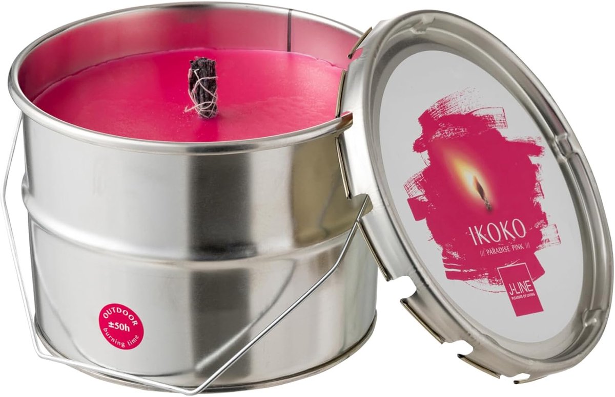 Buitenkaars 49,5x49,5x(h)13,5cm - fuchsia - geparfumeerd - sfeervolle verlichting - SnelShoppen
