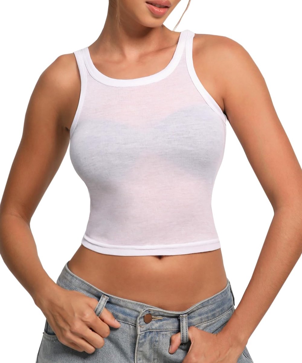Dames mesh bovenstuk doorzichtig mouwloos gelaagd tanktop uitgaan party sexy festival outfit