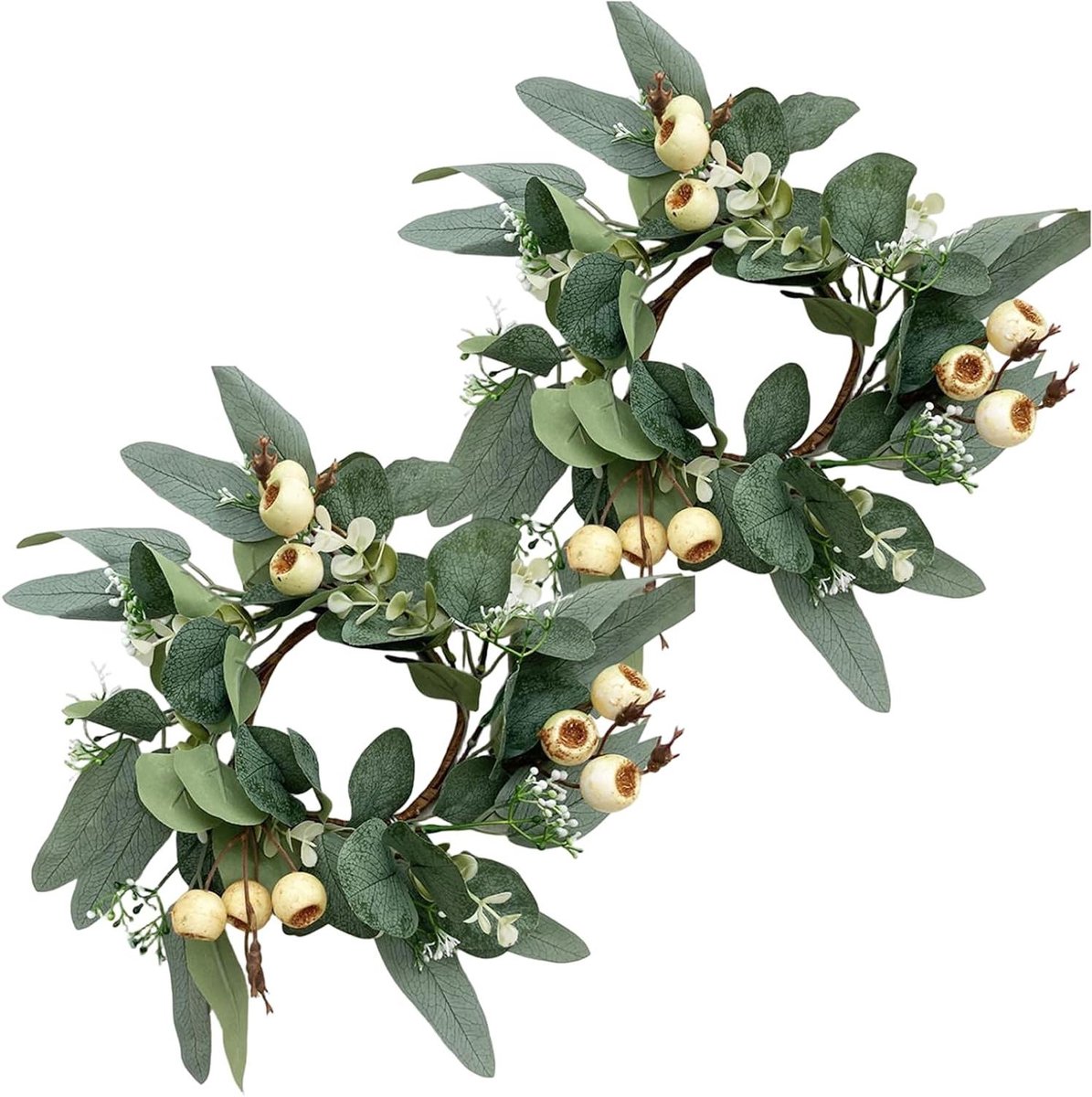 Eucalyptus Krans - Kaarsring Krans - Decoratie - Natuurlijke Lentegroene Bladeren - 25 cm - Groen